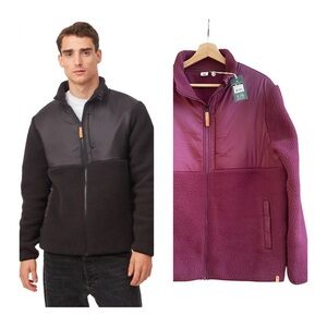 [m] TENTREE Men’s Sherpa Fleece Jacket Fig Purple Full Zip EcoLoft Recycled Cozy